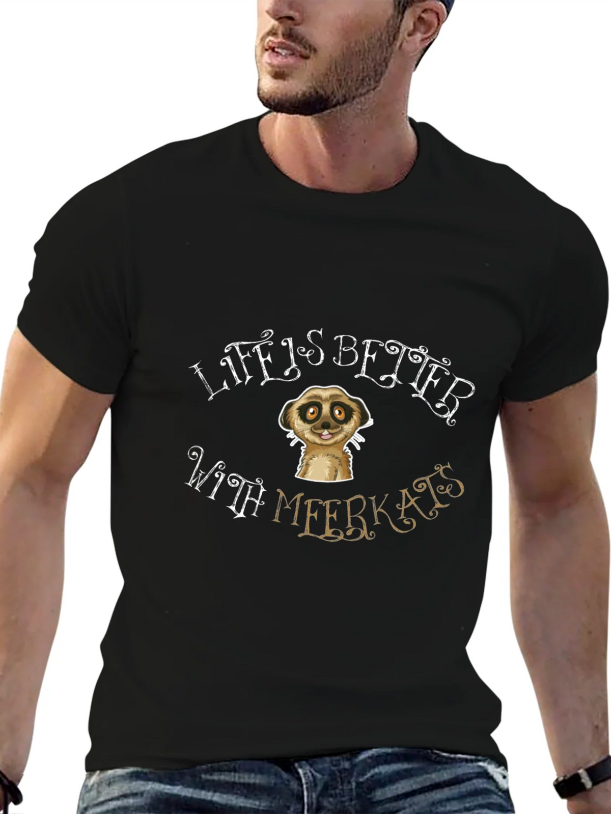 Life is Better With Meerkats Black T-Shirt product image 6