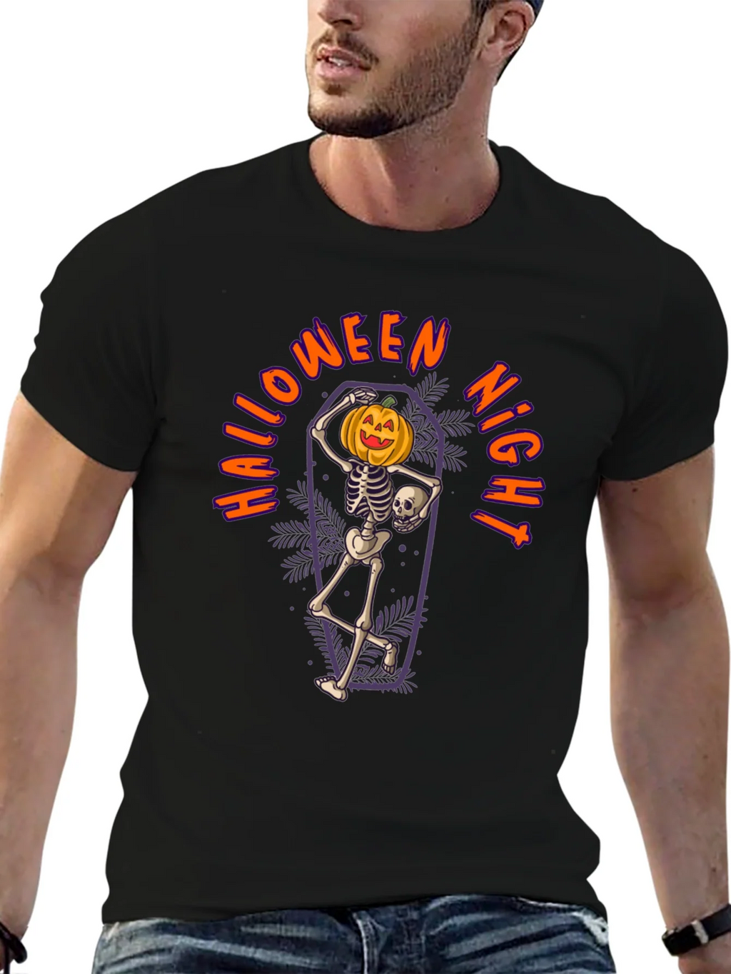 Halloween Night Skeleton Pumpkin T-Shirt product image 6
