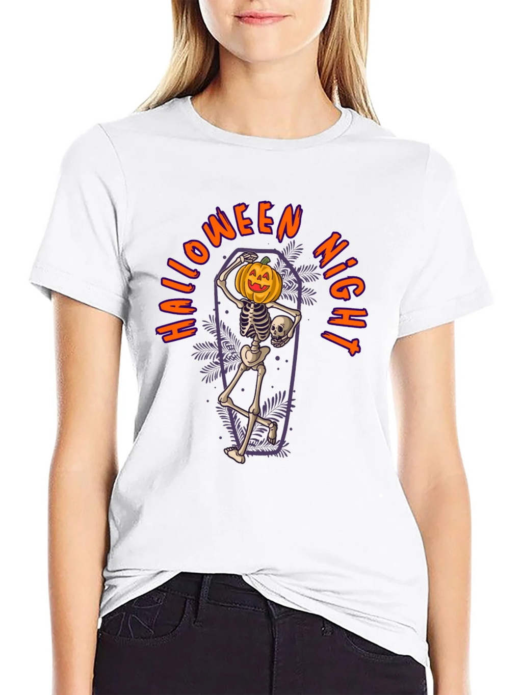 Halloween Night Skeleton Pumpkin T-Shirt product image 8