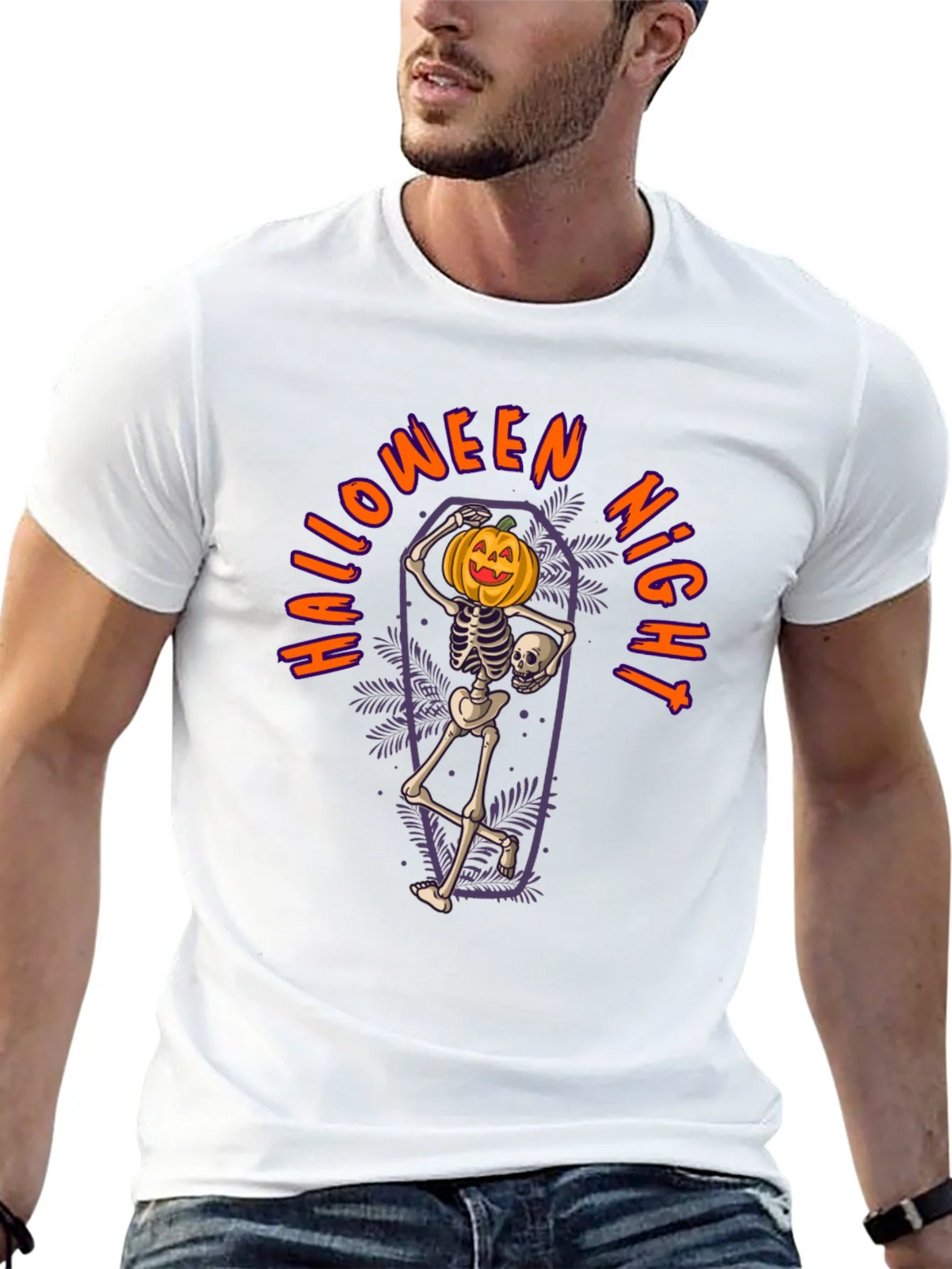 Halloween Night Skeleton Pumpkin T-Shirt product image 12
