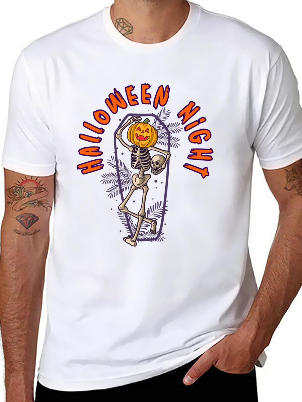 Halloween Night Skeleton Pumpkin T-Shirt product image 7