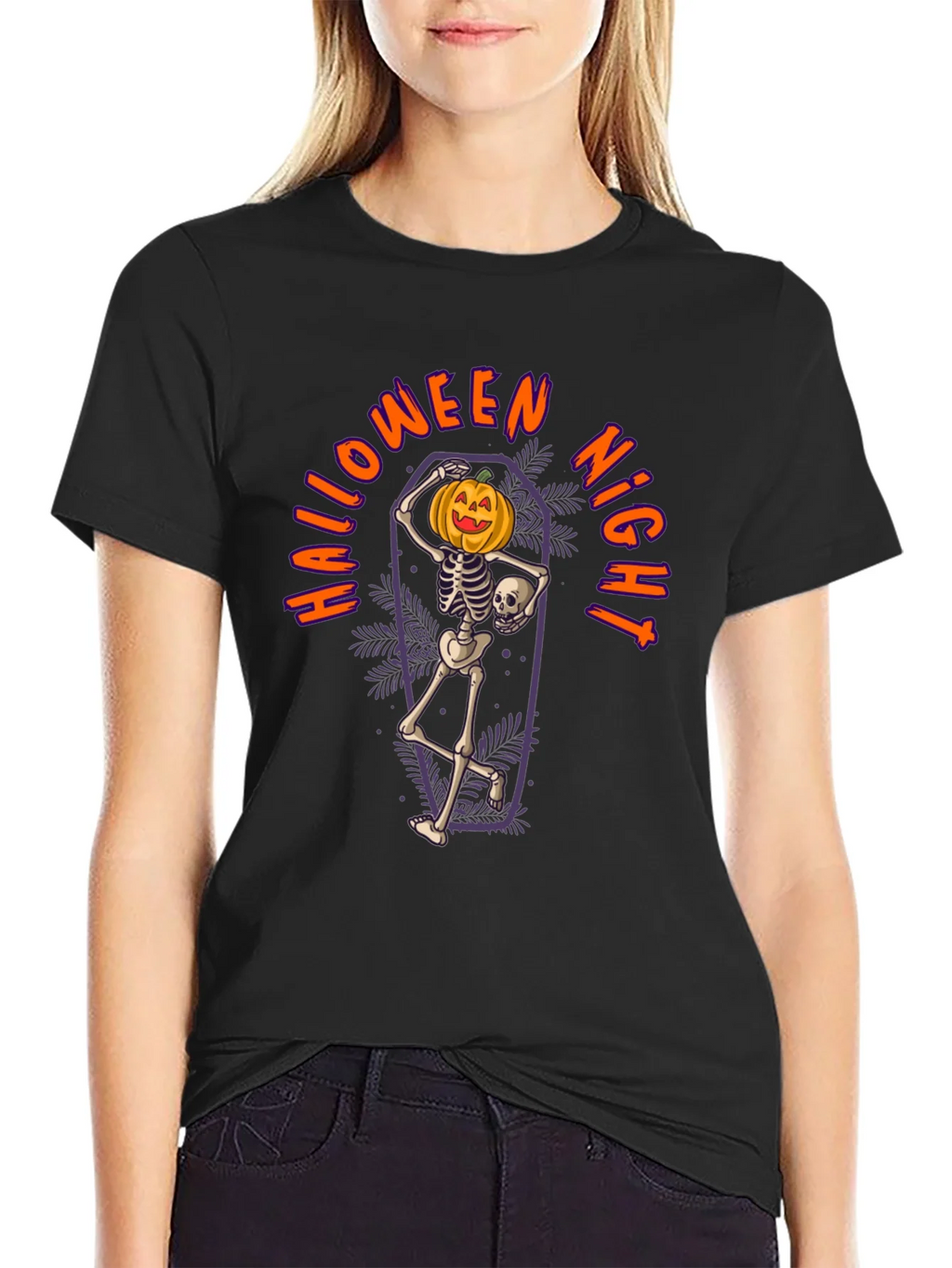 Halloween Night Skeleton Pumpkin T-Shirt product image 2
