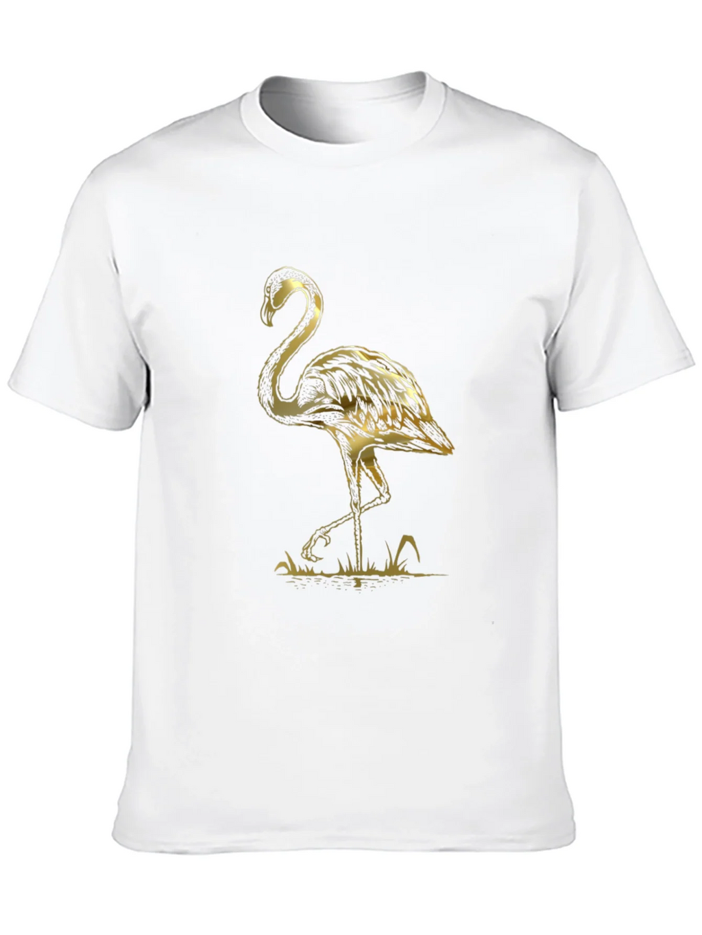 Black T-Shirt with Gold Flamingo Graphic Print product image 9