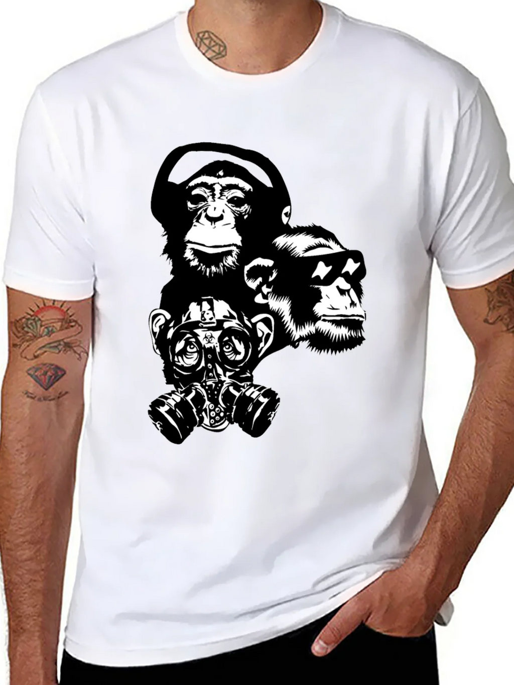 Ape Squad Black T-Shirt - Cool Monkey Design product image 5