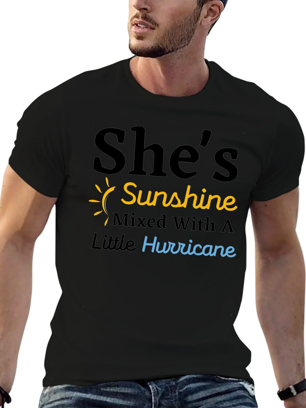 Shes Sunshine & Hurricane Black T-Shirt product image 5