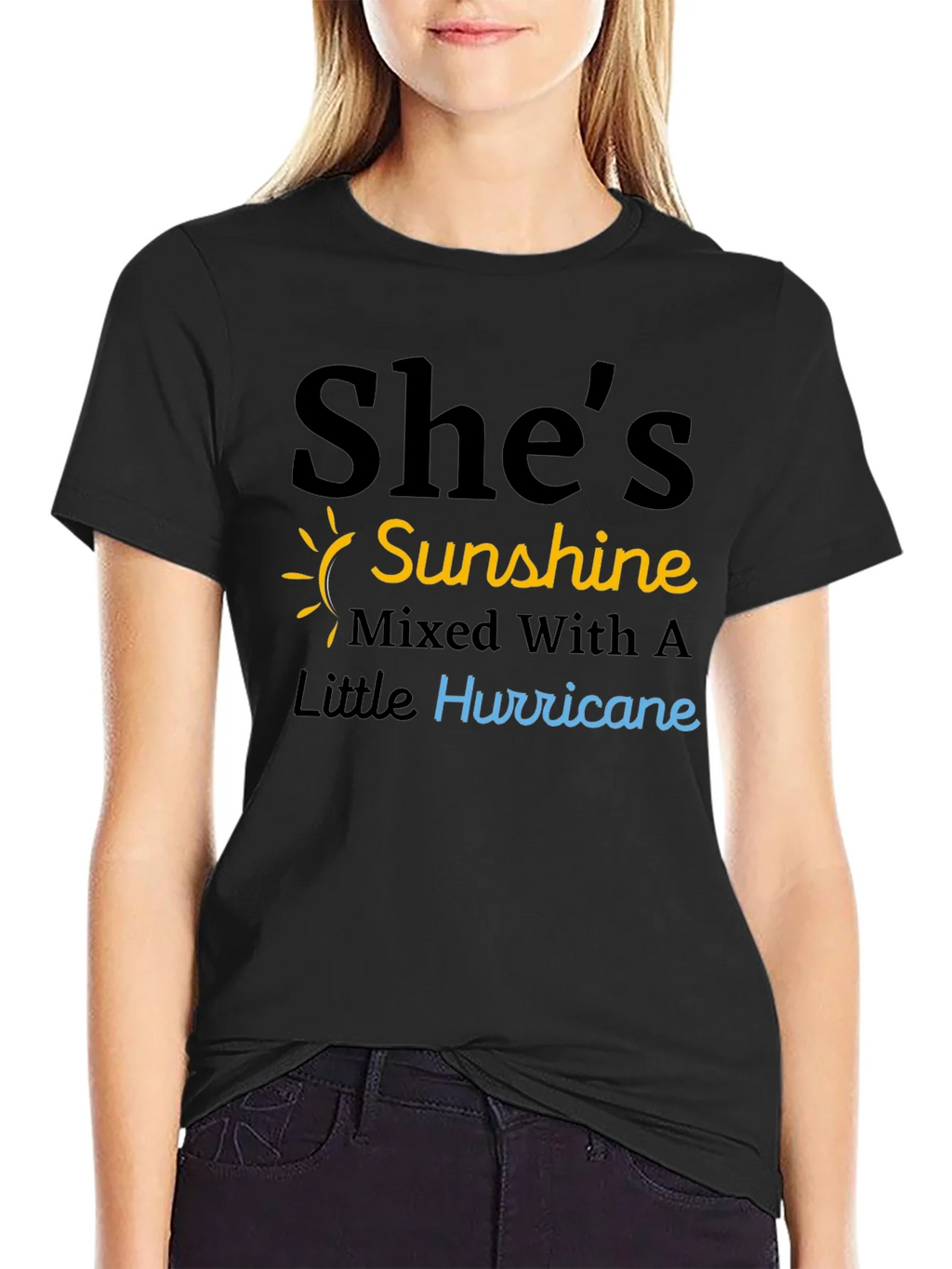 Shes Sunshine & Hurricane Black T-Shirt product image 2