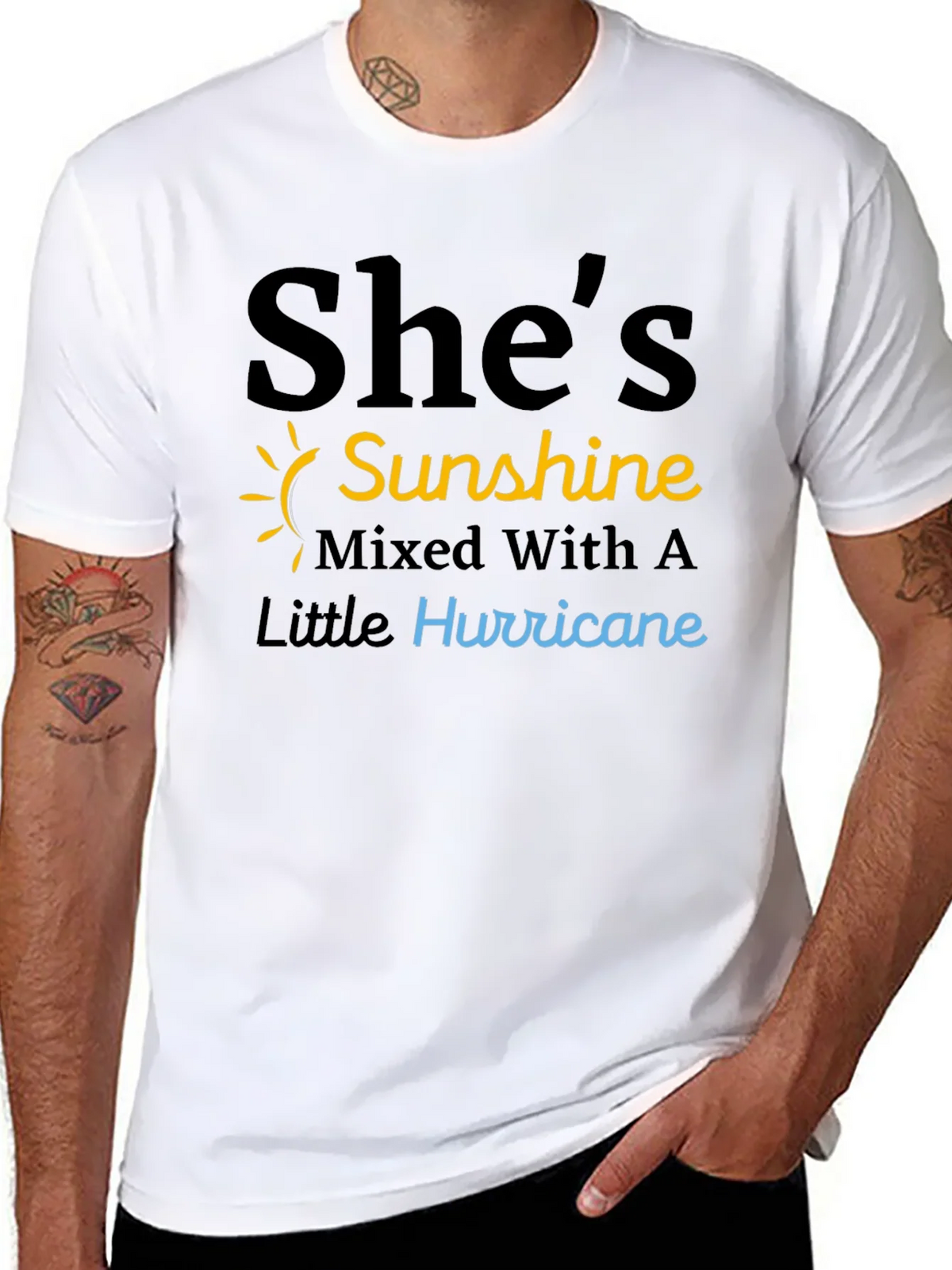 Shes Sunshine & Hurricane Black T-Shirt product image 6