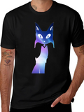 Galaxy Cat Graphic Tee - Black Crew Neck T-Shirt product image 1
