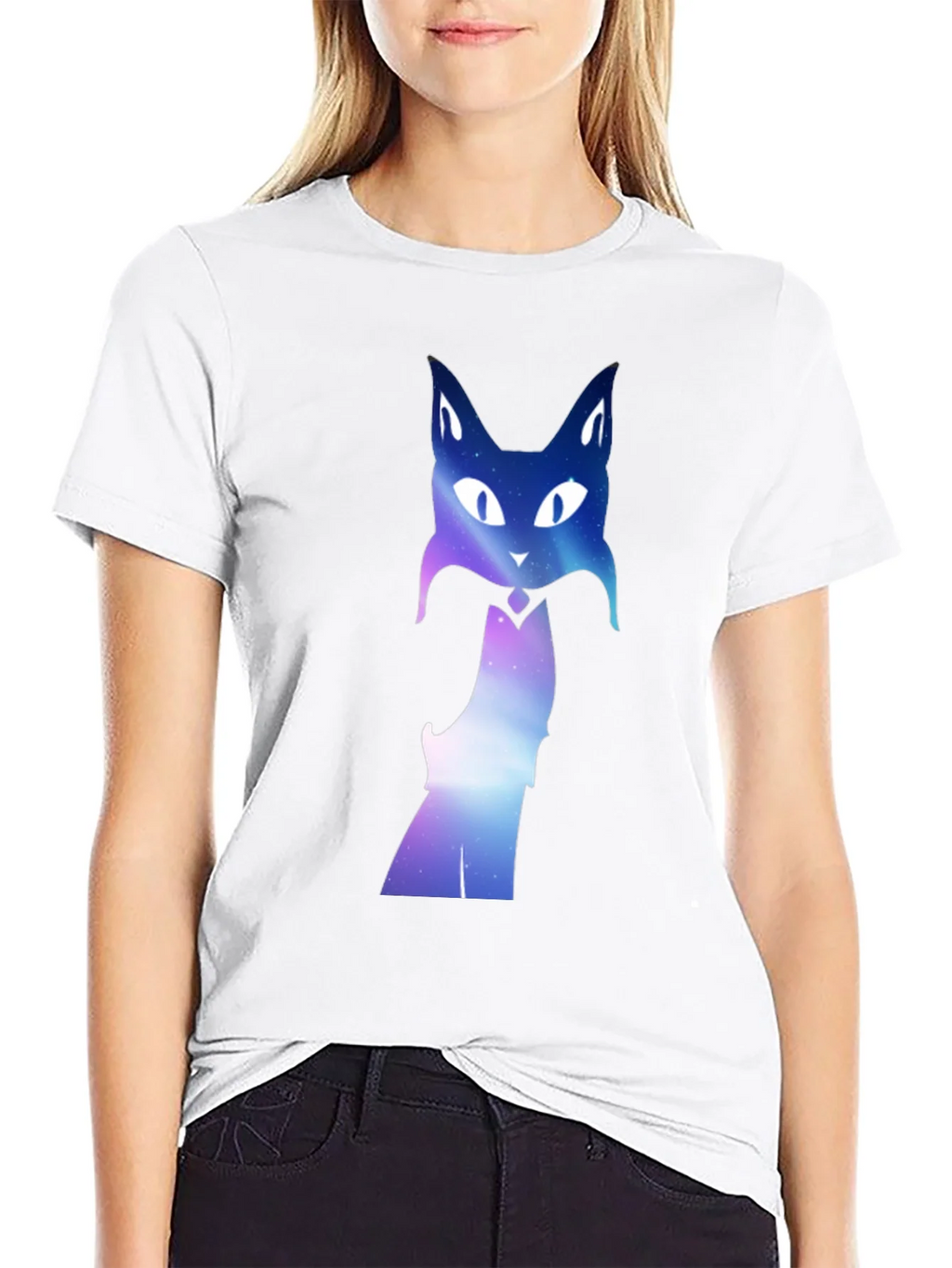 Galaxy Cat Graphic Tee - Black Crew Neck T-Shirt product image 8