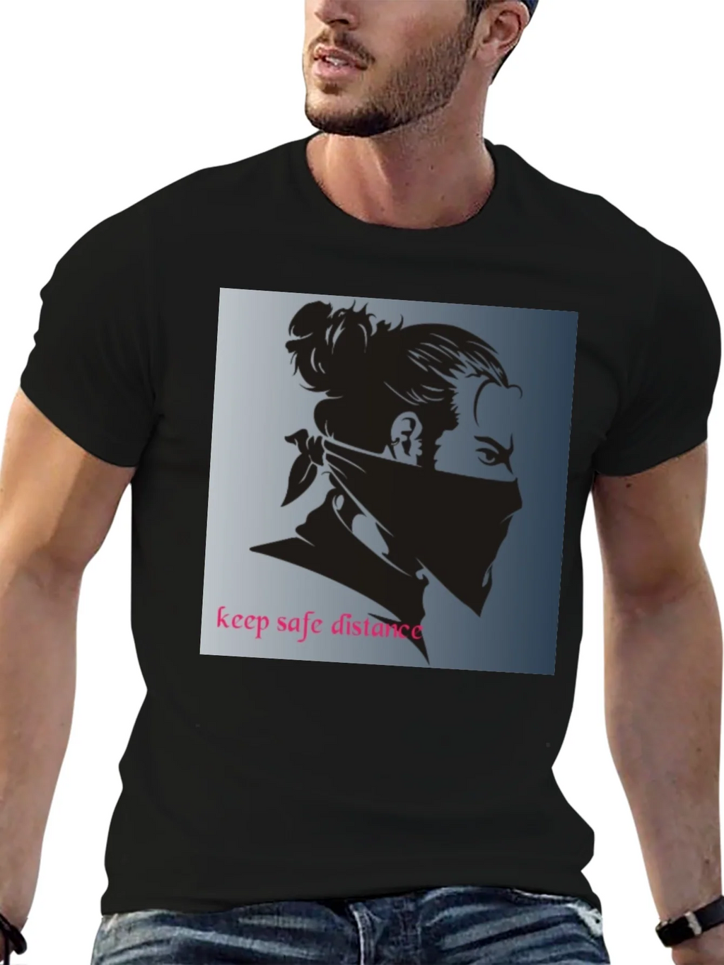 Black Graphic Tee - Keep Safe Distance Design product image 6