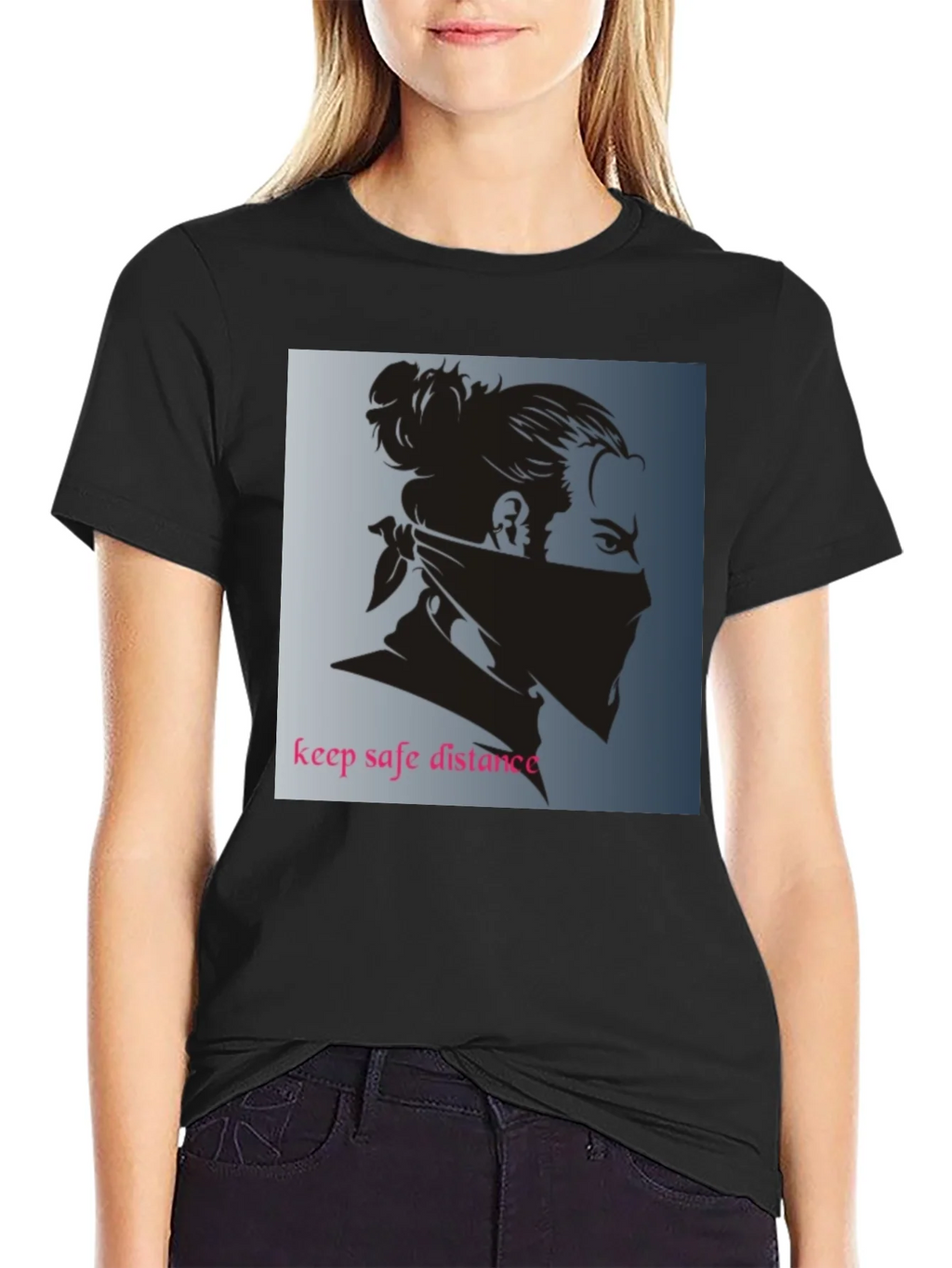 Black Graphic Tee - Keep Safe Distance Design product image 2