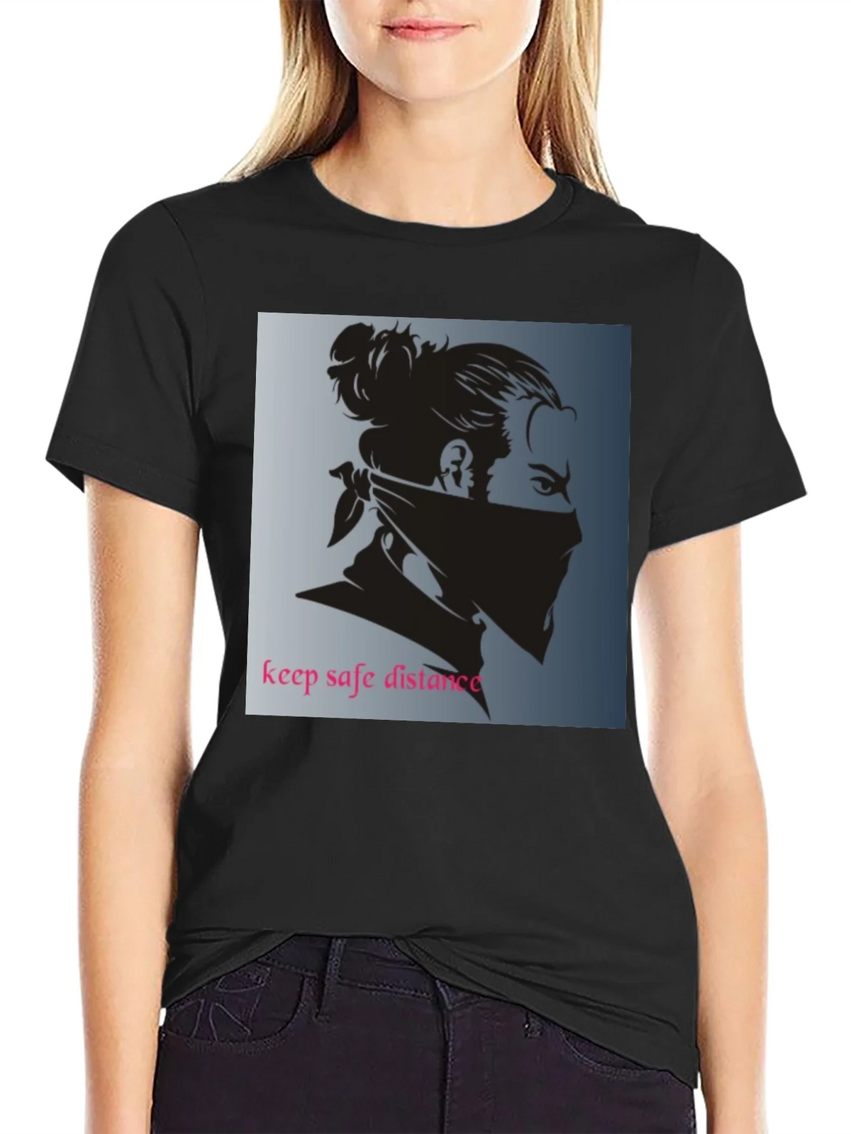 Black Graphic Tee - Keep Safe Distance Design product image 2