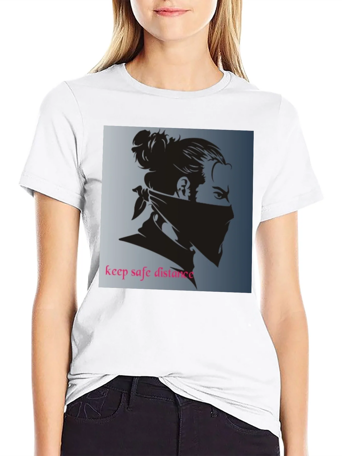 Black Graphic Tee - Keep Safe Distance Design product image 8
