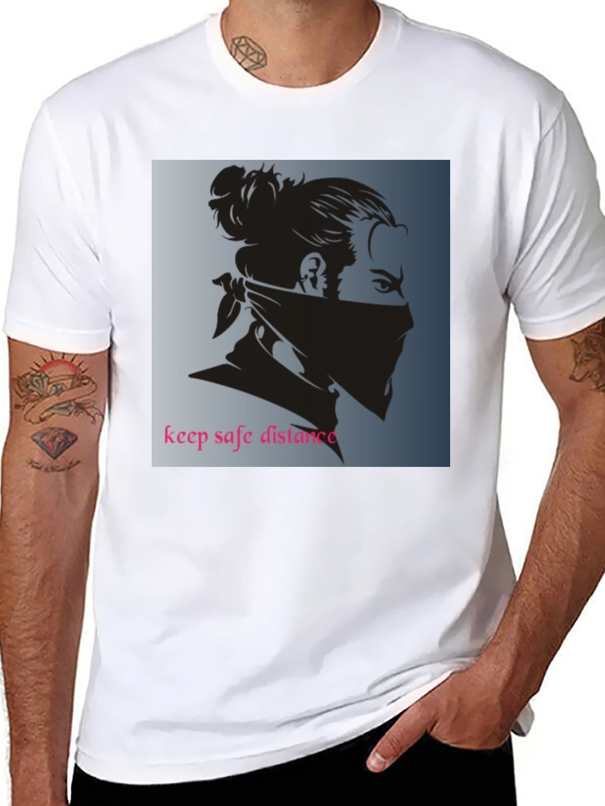 Black Graphic Tee - Keep Safe Distance Design product image 7