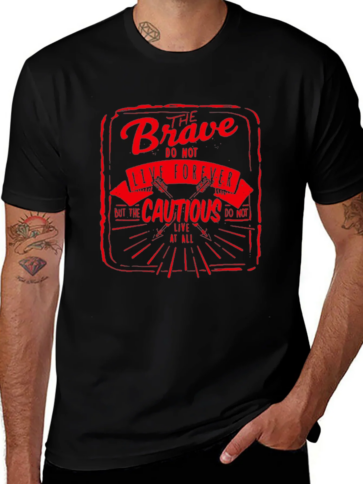 The Brave Live Forever Black Graphic Tee product image 1