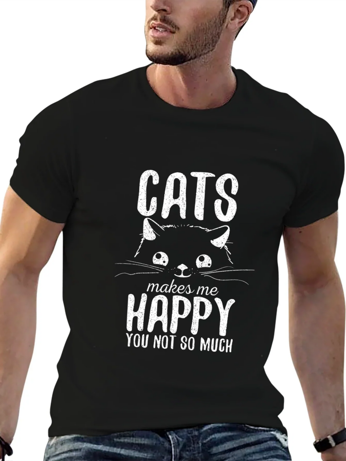 Cats Make Me Happy T-Shirt product image 6