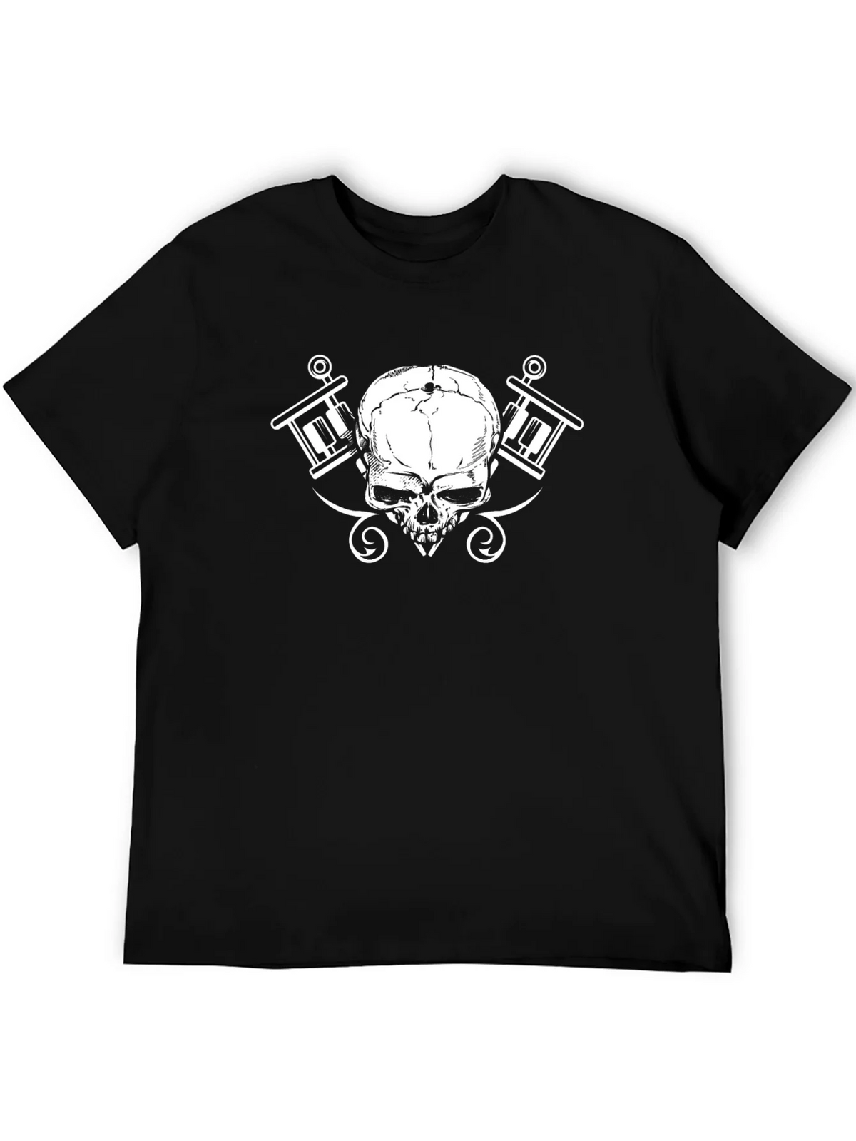 Skull & Tattoo Gun Graphic Black T-Shirt product image 5