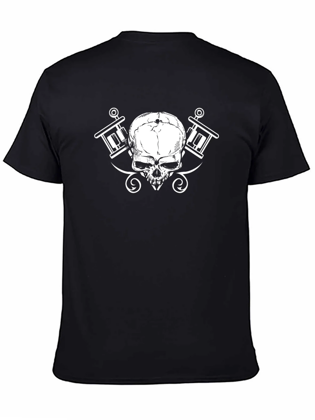 Skull & Tattoo Gun Graphic Black T-Shirt product image 4