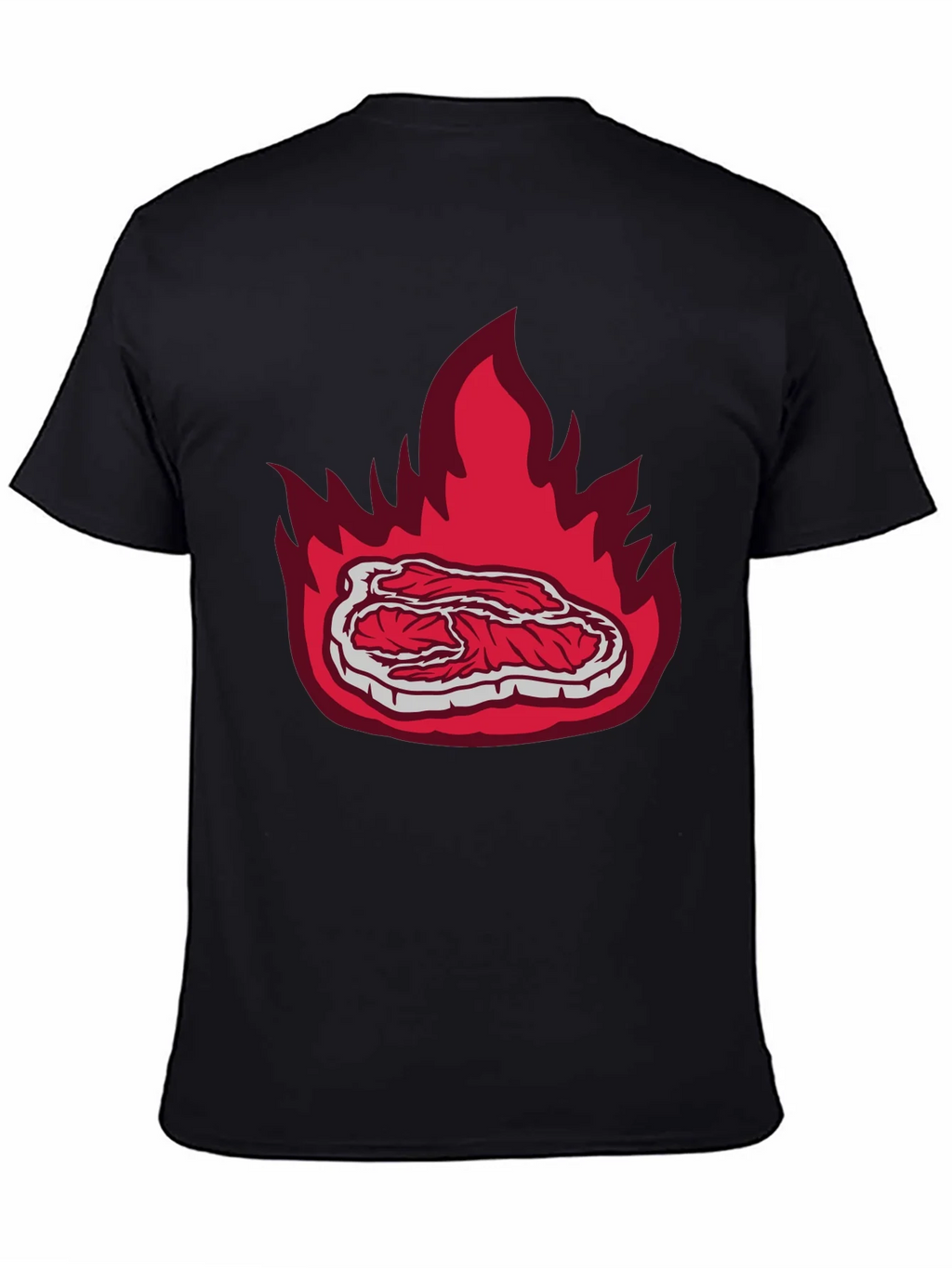 Burning Steak Graphic T-Shirt - Black Casual Tee product image 4