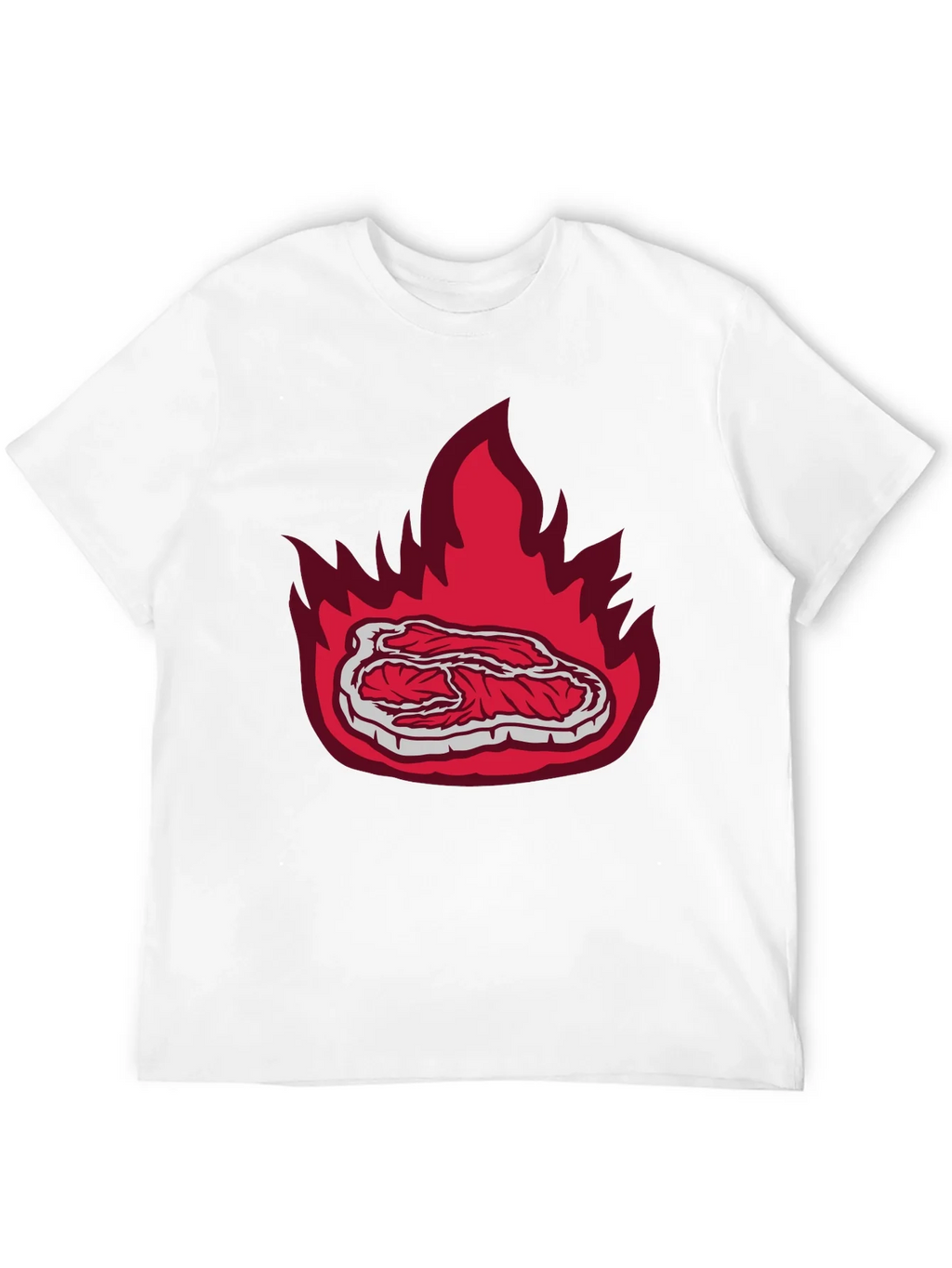 Burning Steak Graphic T-Shirt - Black Casual Tee product image 11