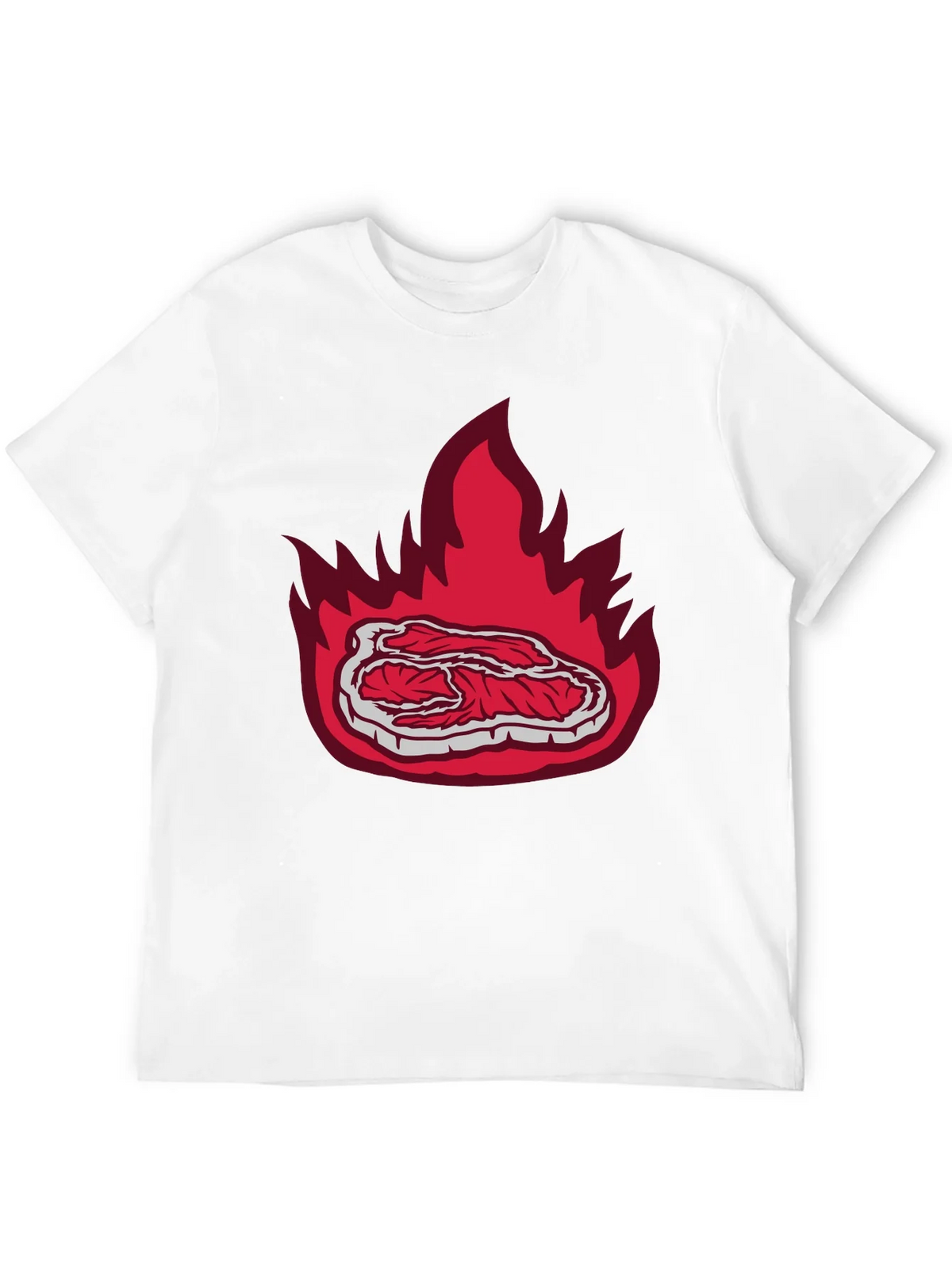 Burning Steak Graphic T-Shirt - Black Casual Tee product image 11