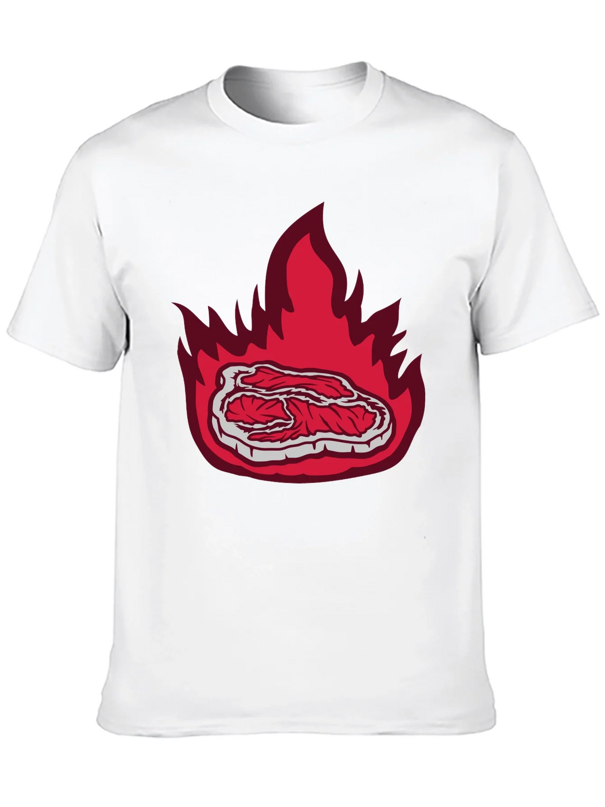 Burning Steak Graphic T-Shirt - Black Casual Tee product image 9