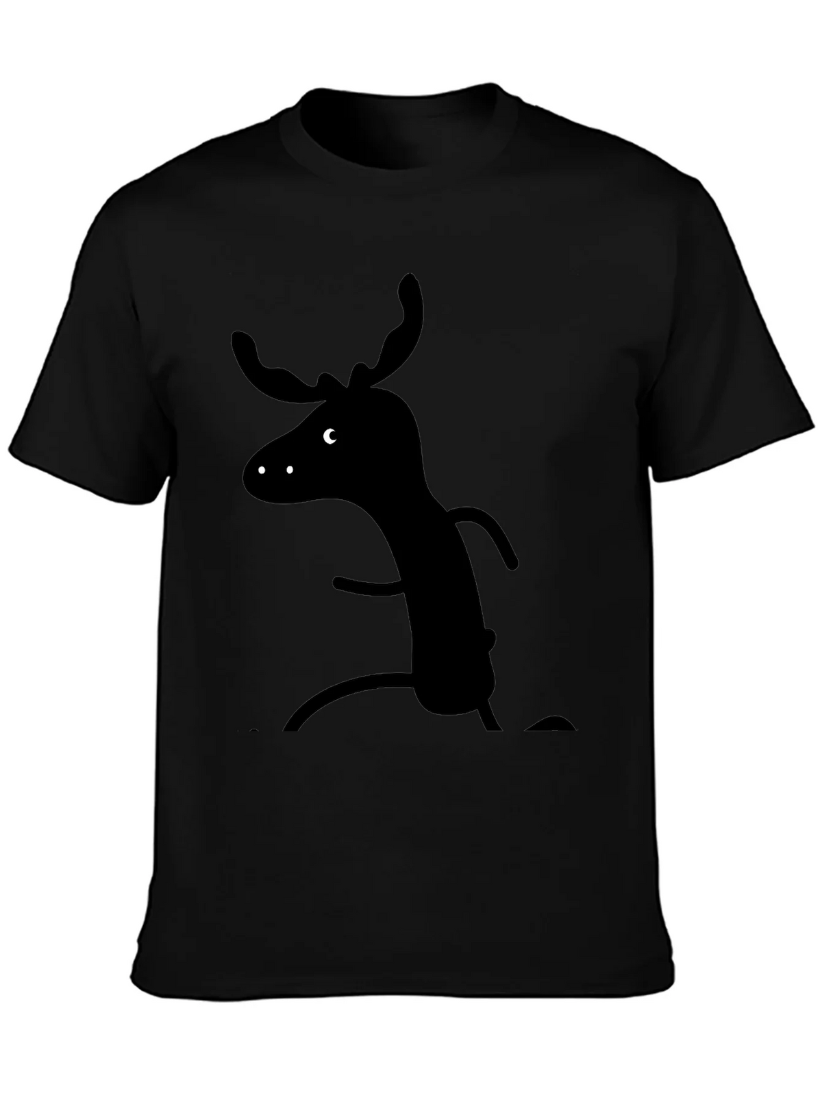 Whimsical Moose Graphic Tee - Black Cotton T-Shirt product image 3