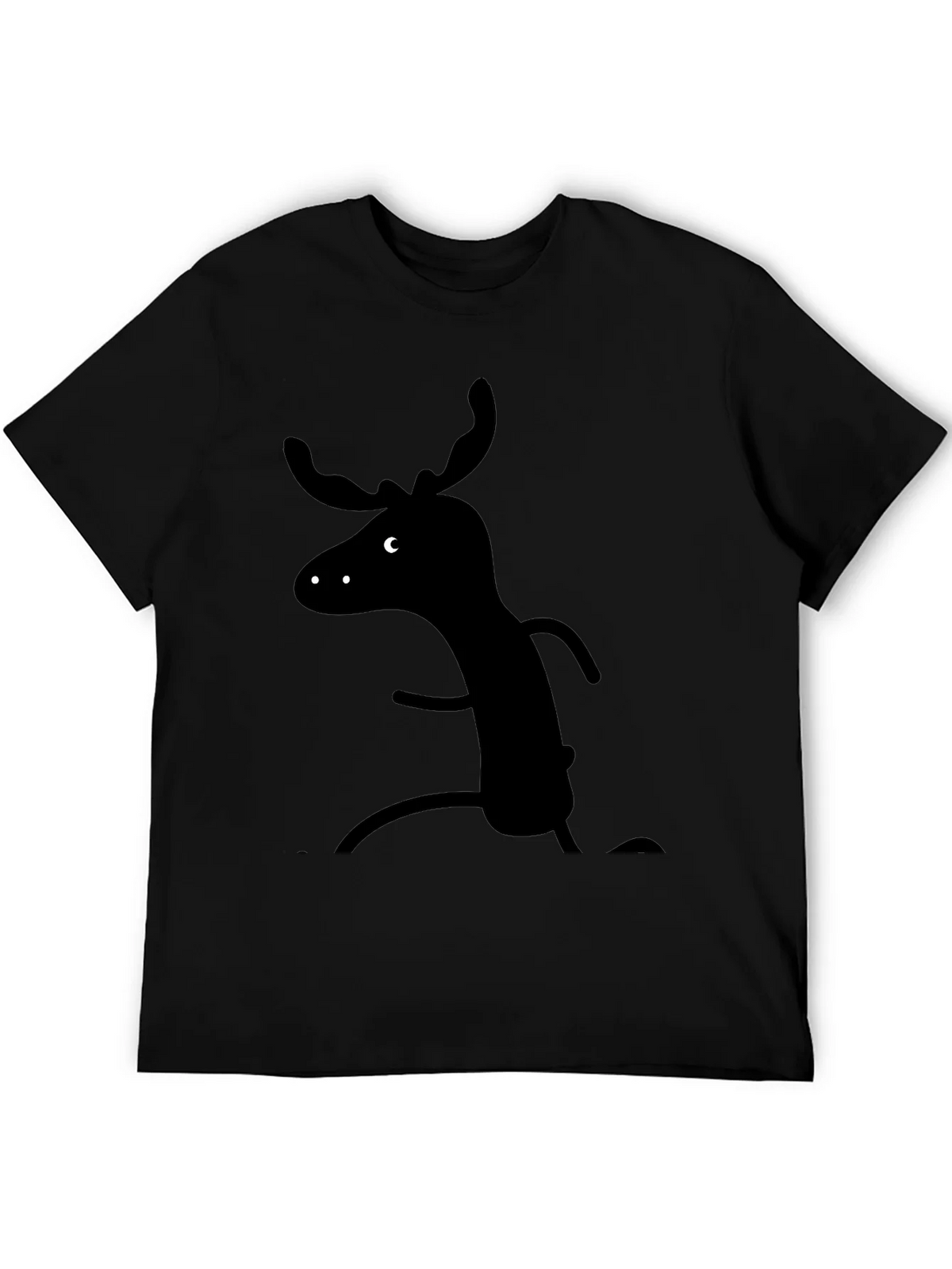 Whimsical Moose Graphic Tee - Black Cotton T-Shirt product image 5