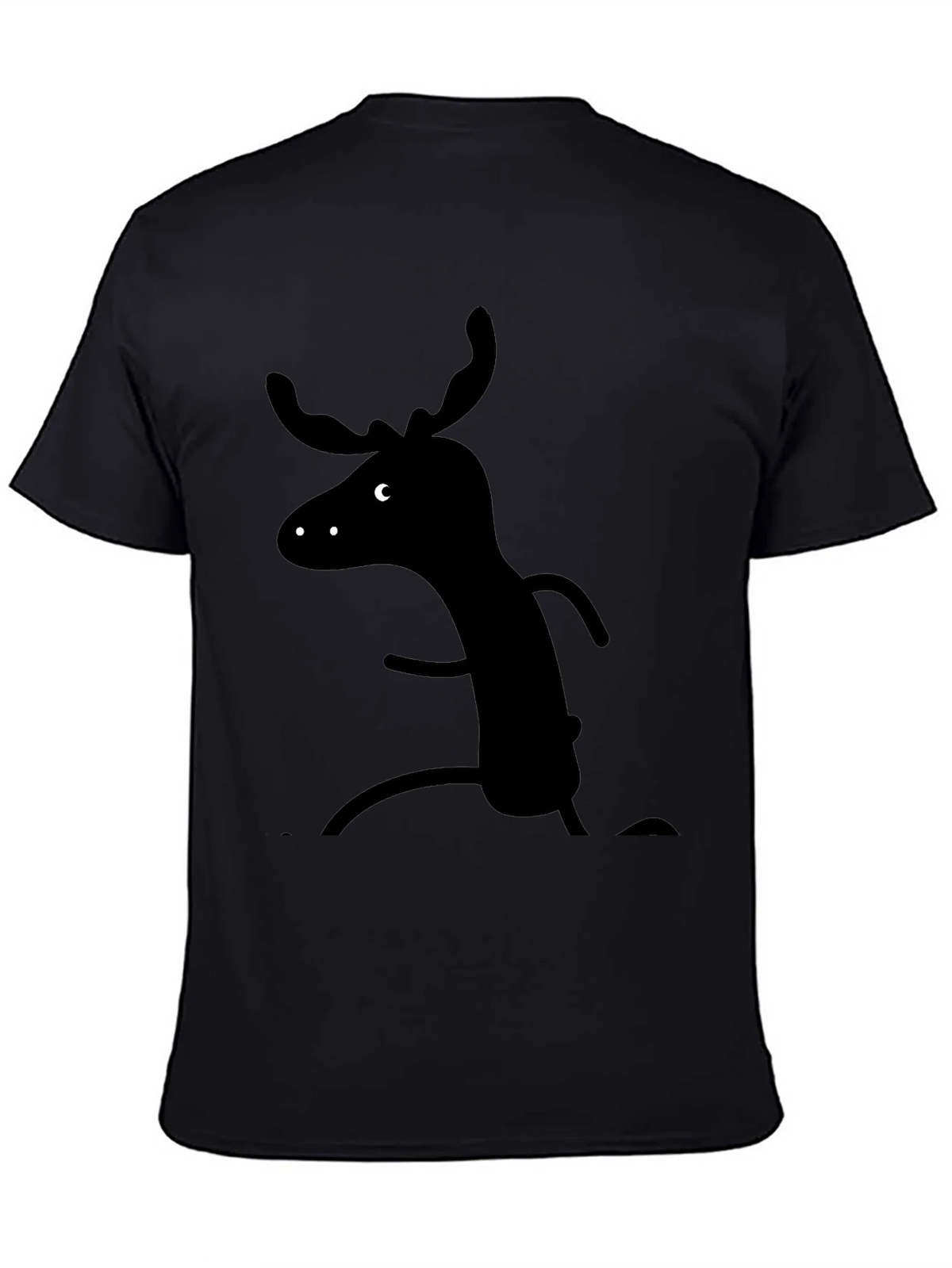 Whimsical Moose Graphic Tee - Black Cotton T-Shirt product image 4