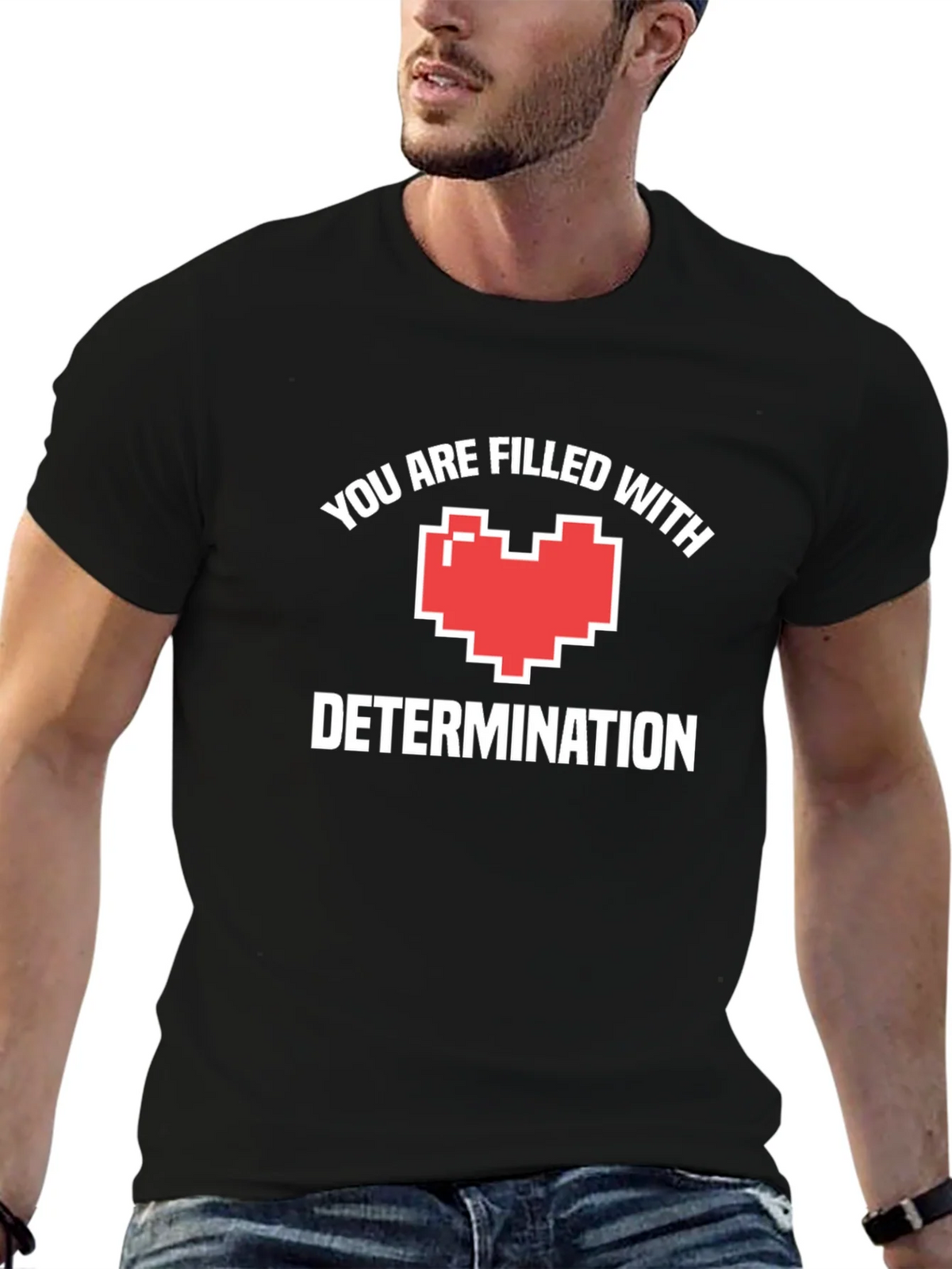 Determination Heart Black T-Shirt product image 6