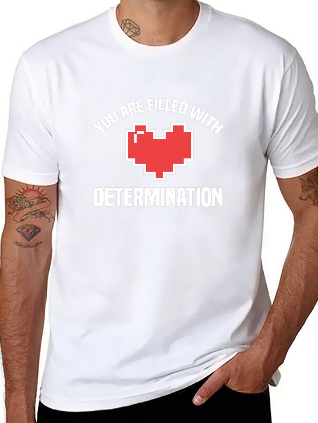 Determination Heart Black T-Shirt product image 7