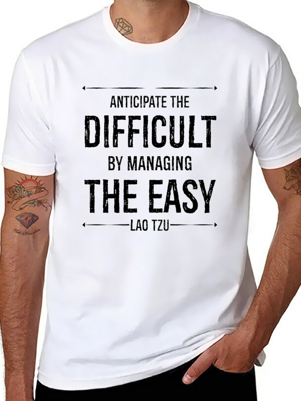 Lao Tzu Quote Black T-Shirt - Anticipate the Difficult product image 7