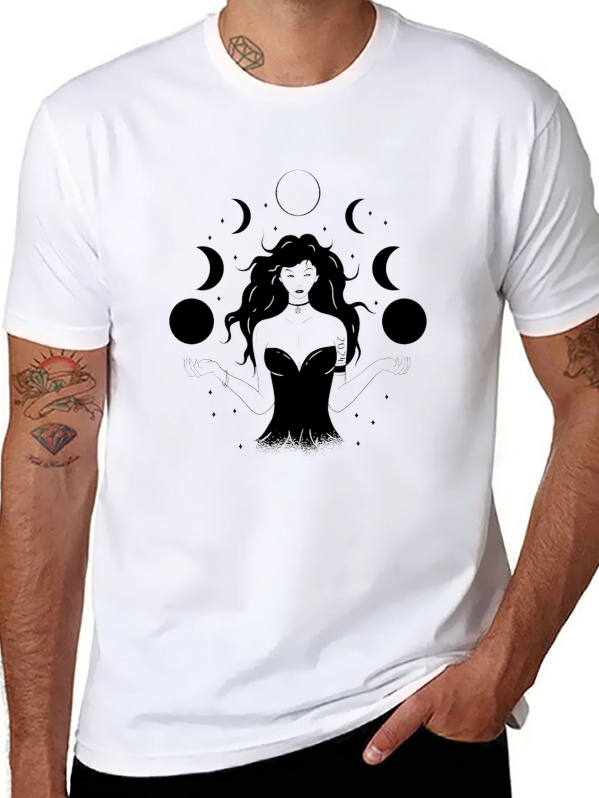 Mystic Moon Goddess Black T-Shirt product image 7