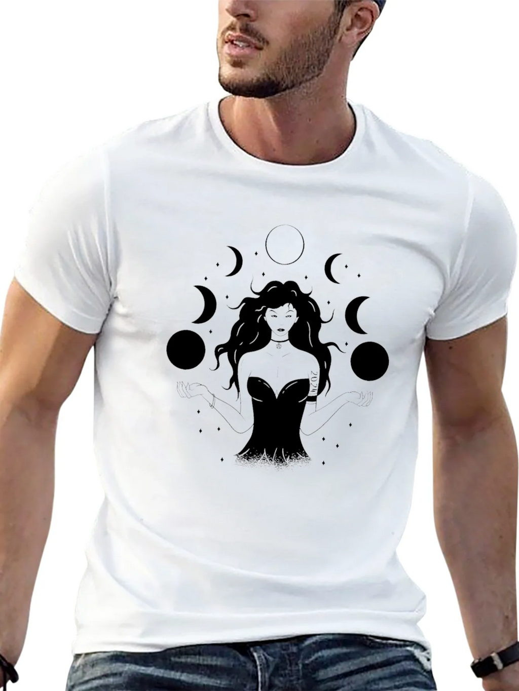 Mystic Moon Goddess Black T-Shirt product image 12