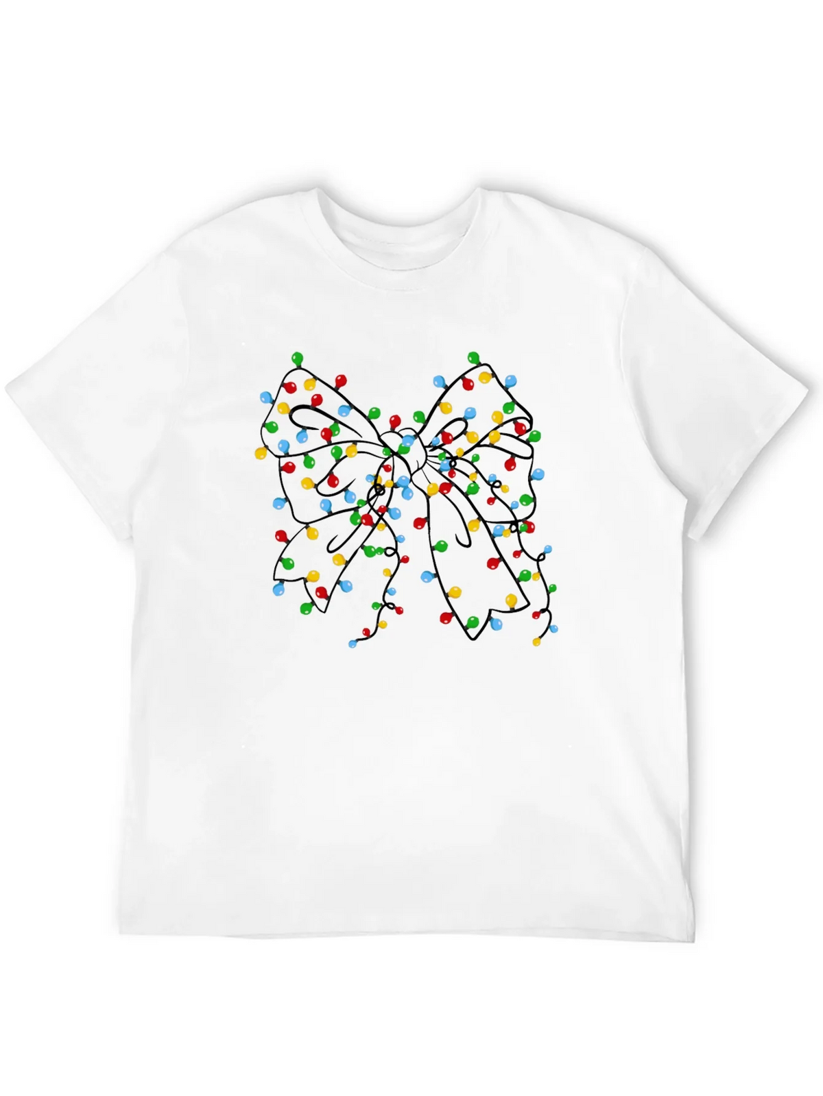 Christmas Lights Bow Black T-Shirt product image 11