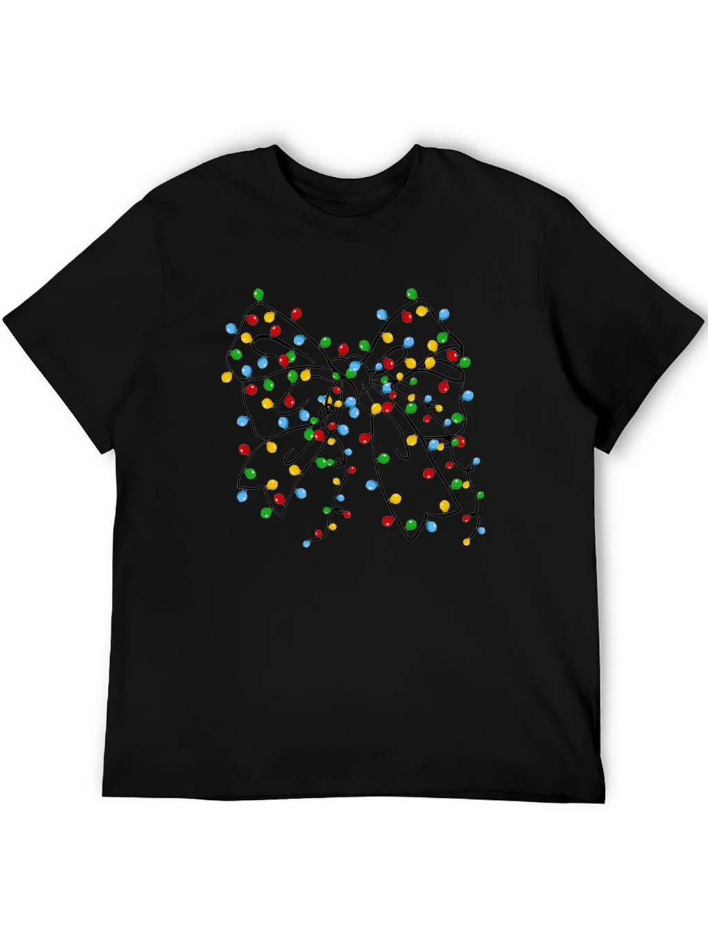 Christmas Lights Bow Black T-Shirt product image 5