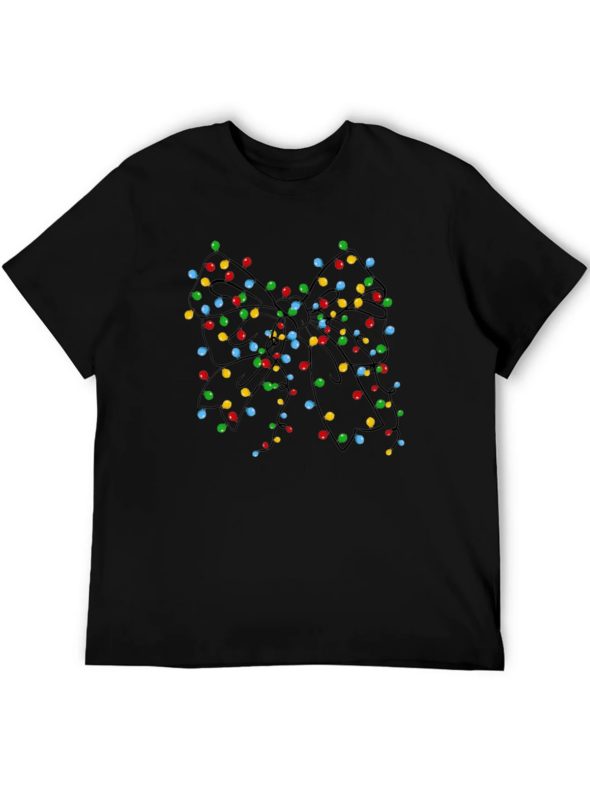 Christmas Lights Bow Black T-Shirt product image 5