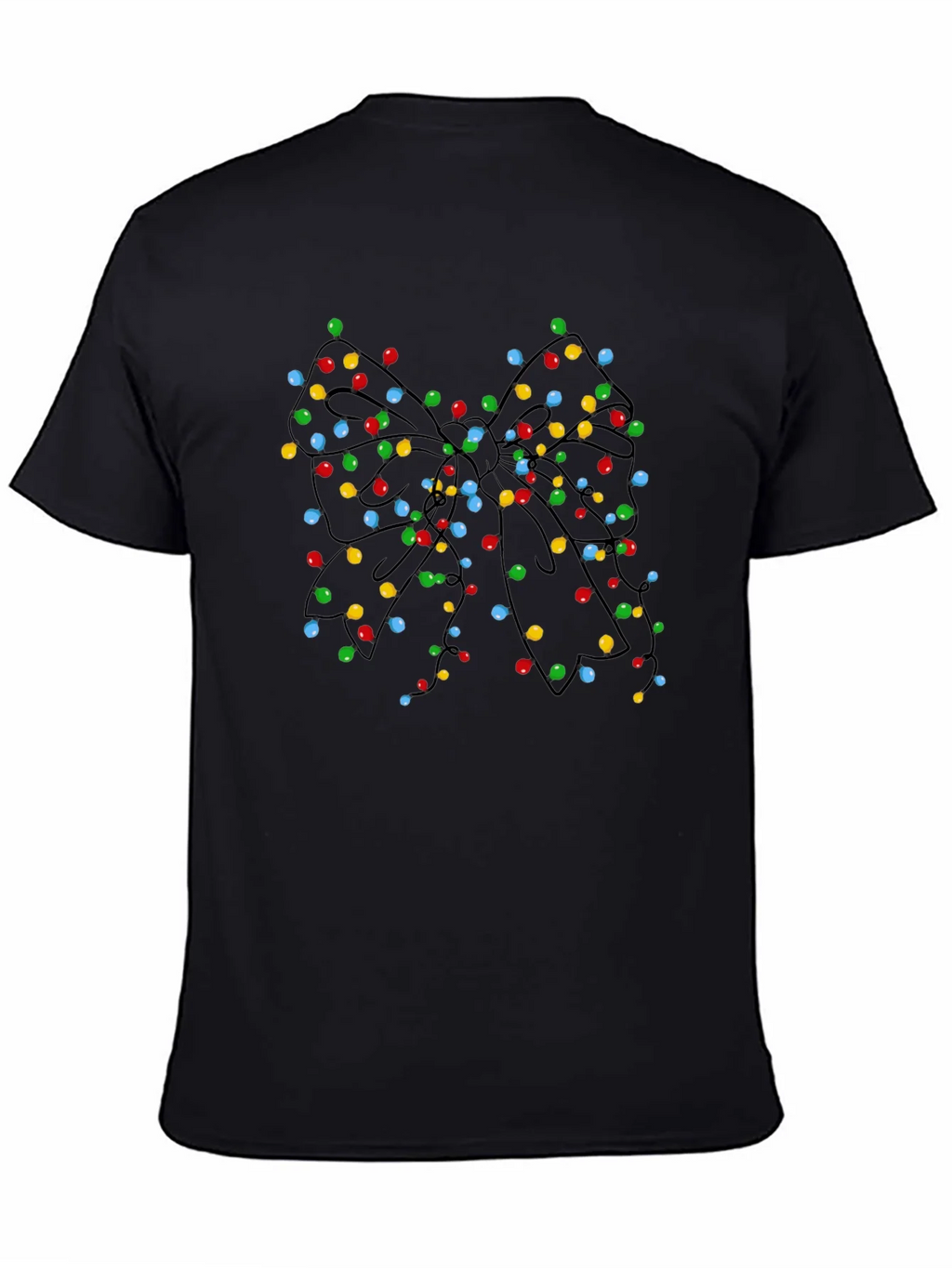 Christmas Lights Bow Black T-Shirt product image 4