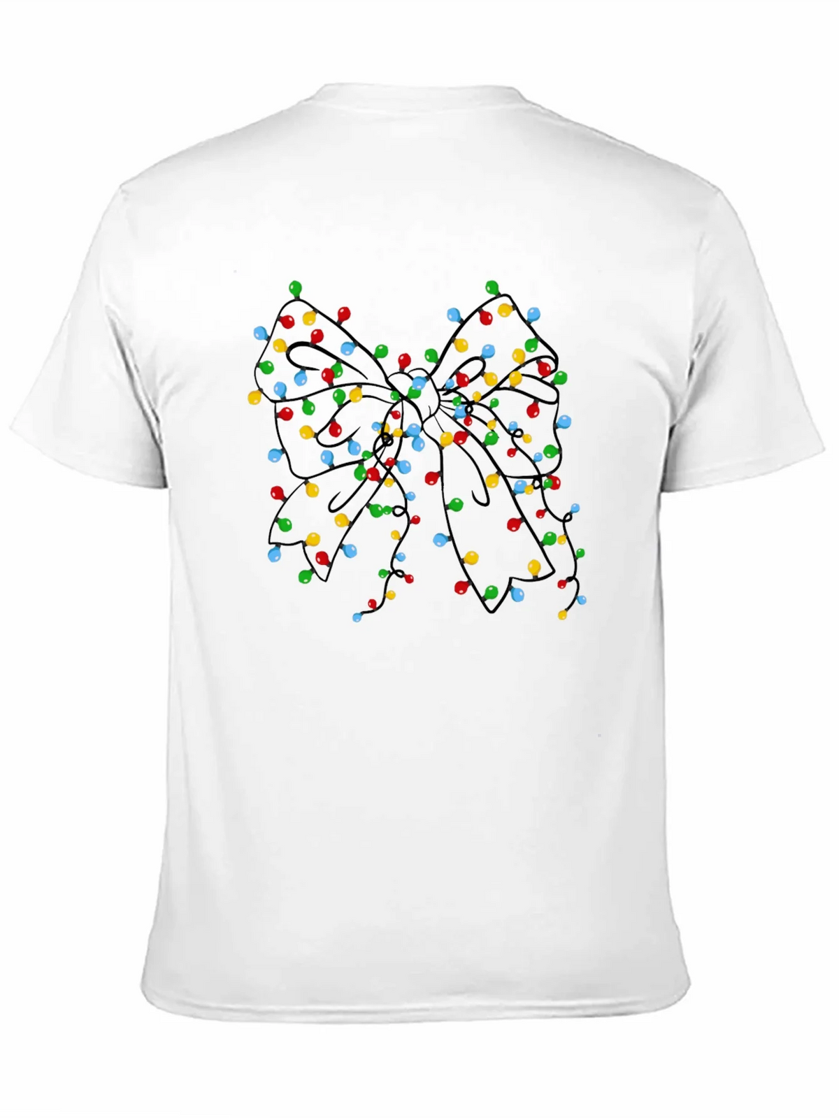 Christmas Lights Bow Black T-Shirt product image 10