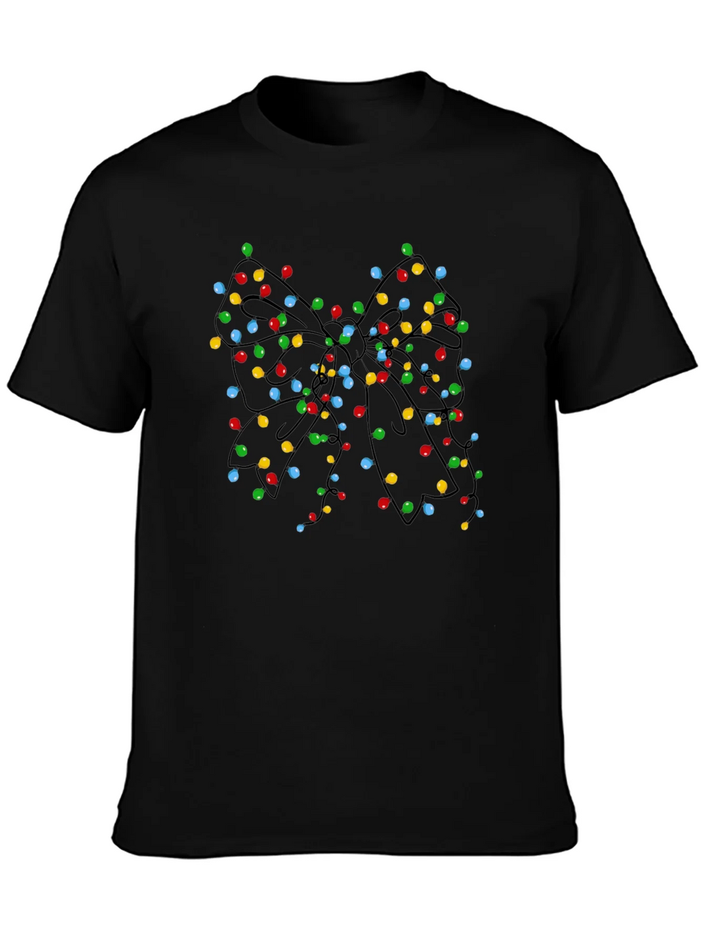 Christmas Lights Bow Black T-Shirt product image 3