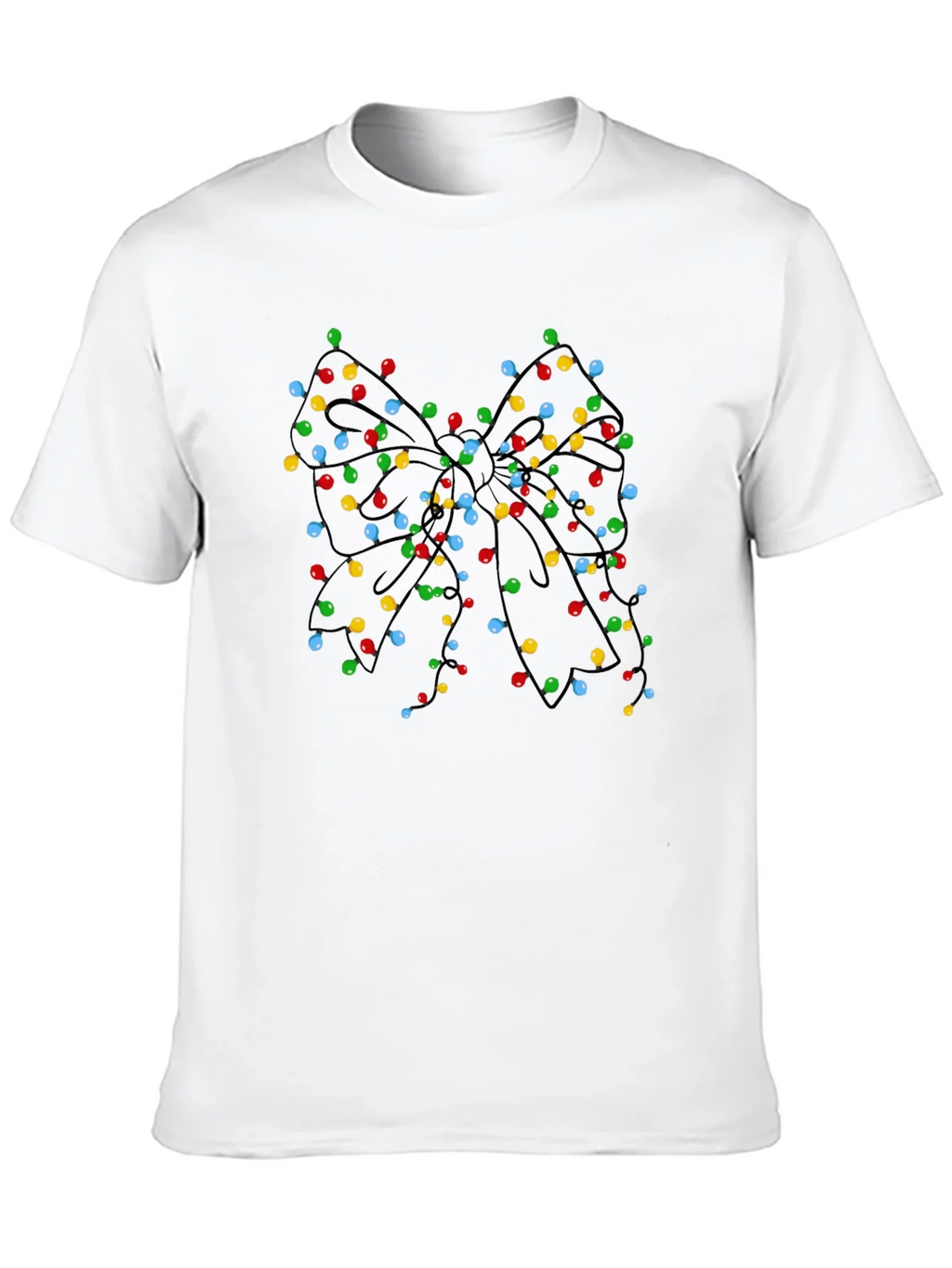 Christmas Lights Bow Black T-Shirt product image 9