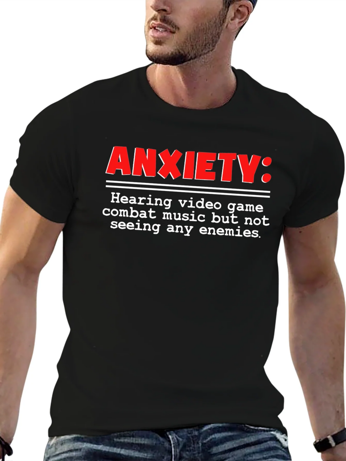Anxiety Gamer T-Shirt - Combat Music No Enemies product image 6