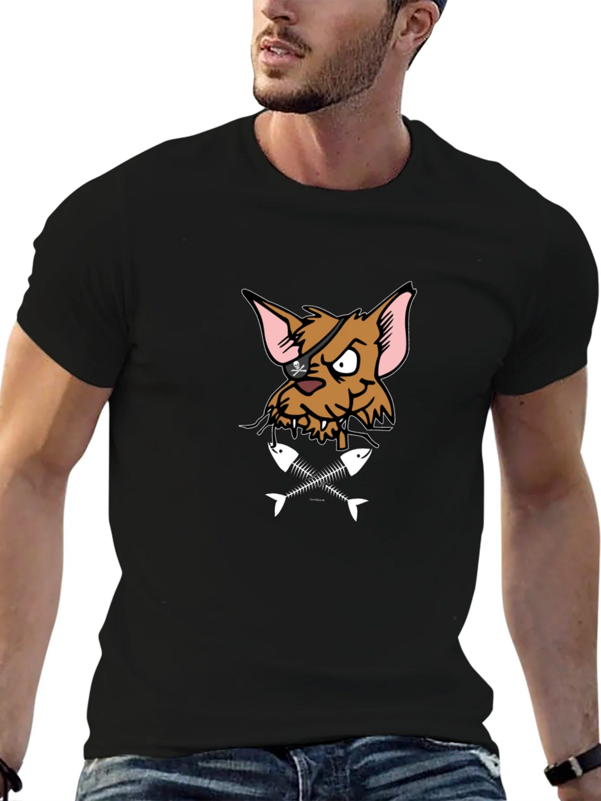 Pirate Cat T-Shirt - Fish Bones Design product image 6