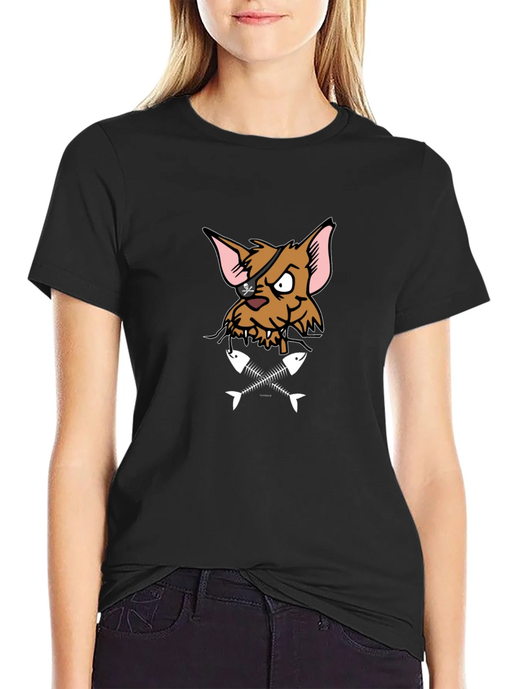 Pirate Cat T-Shirt - Fish Bones Design product image 2