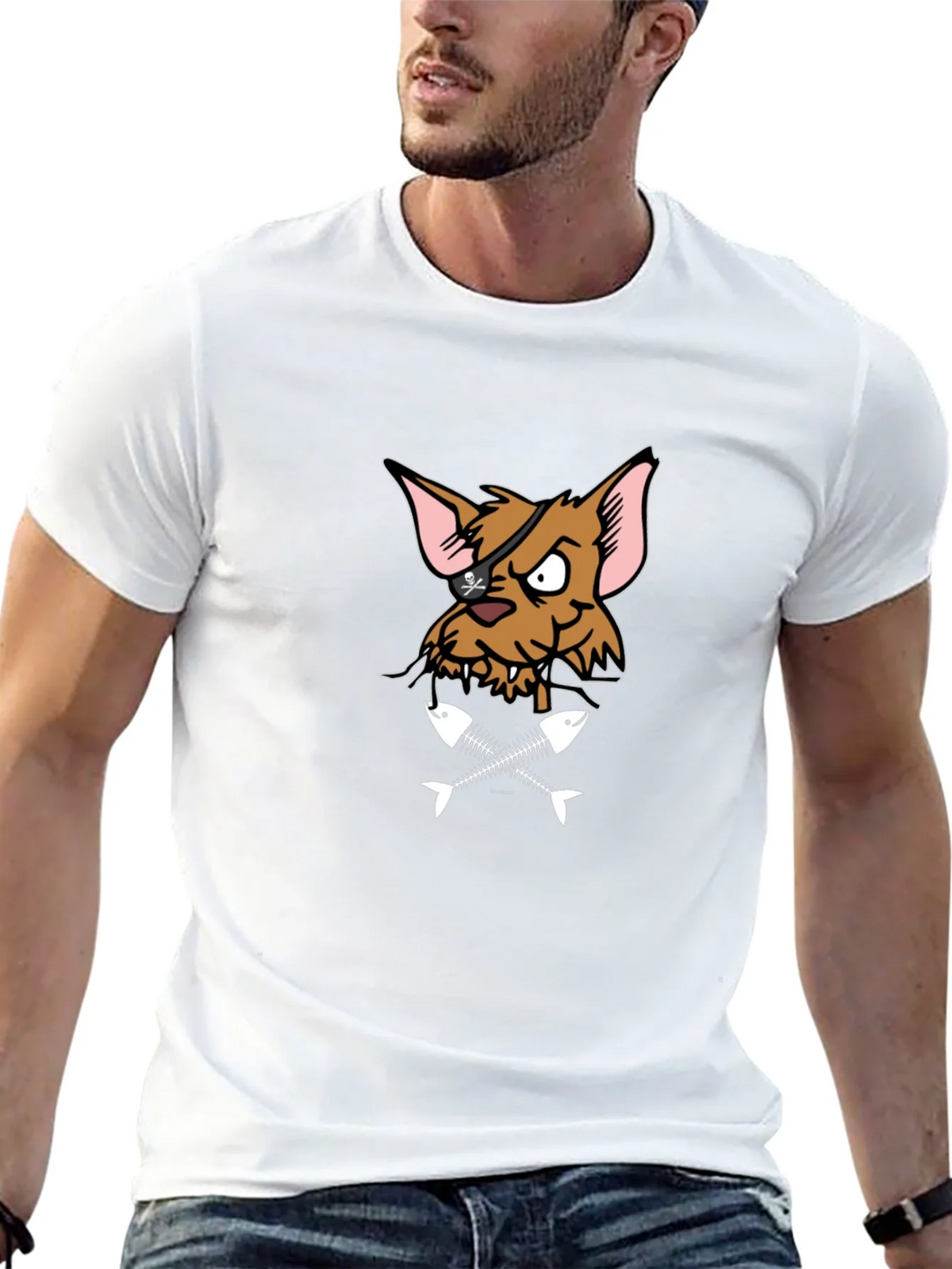 Pirate Cat T-Shirt - Fish Bones Design product image 12