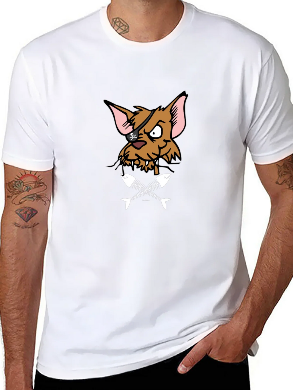 Pirate Cat T-Shirt - Fish Bones Design product image 7
