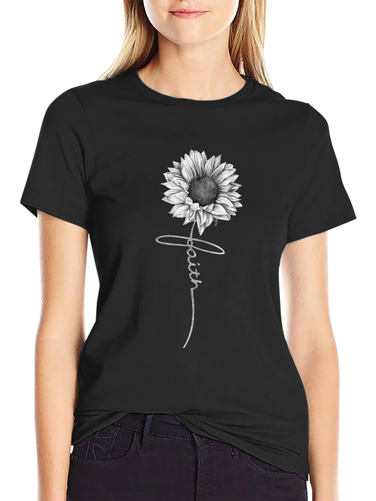 Faith Sunflower Graphic Print T-Shirt product image 2