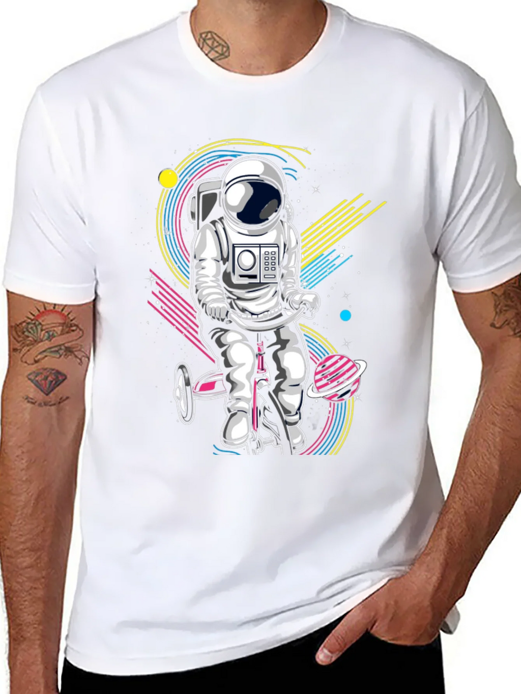 Astronaut on Tricycle Graphic T-Shirt product image 7