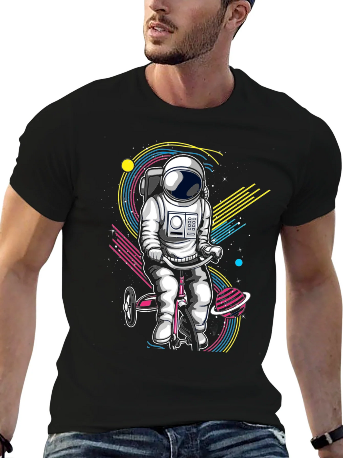 Astronaut on Tricycle Graphic T-Shirt product image 6