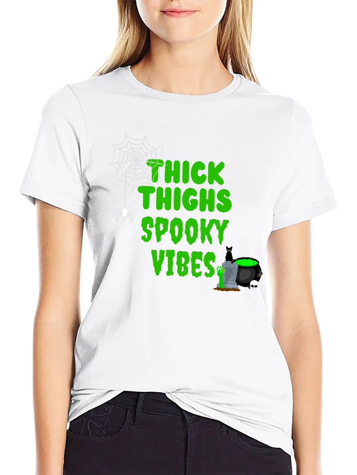 Thick Thighs Spooky Vibes Halloween T-Shirt product image 8
